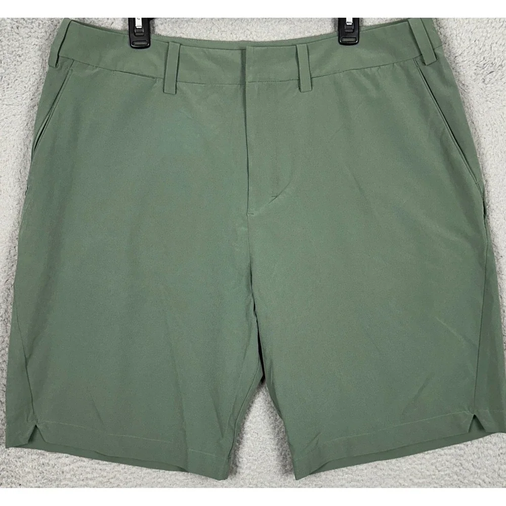 Coolibar Shorts Mens 40 Sage Green Performance Chino Stretch Flat Front UPF 50